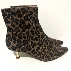 Betsey Johnson Leopard Print Pointed Toe Ankle Boots  thumbnail 2