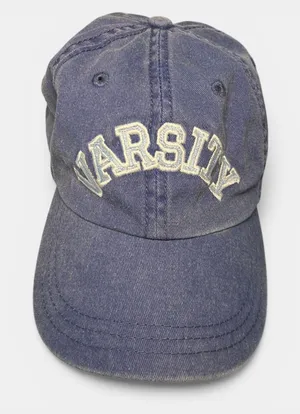 Varsity Embroidered Dad Hat Blue Washed Adjustable Strapback Vintage Style‎ Cap thumbnail 1