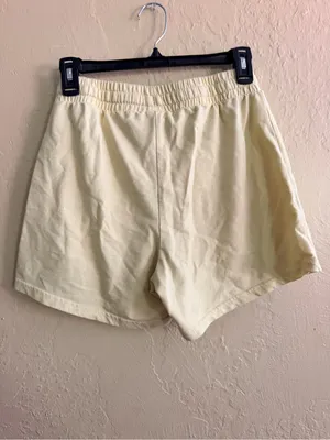 Pale Yellow Tweety Graphic Athletic Shorts with Drawstring Waist thumbnail 3
