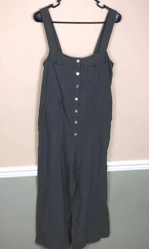 Zara Women’s Muslin Mother of Pearl Button-Up Gray Jumpsuit thumbnail 1