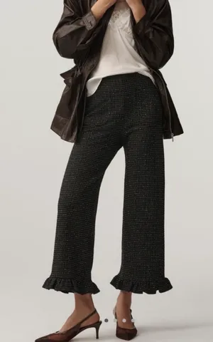 Anthropologie Maeve The Colette Crop Wide-Leg Pants: Tweed Edition, Size 26 thumbnail 3