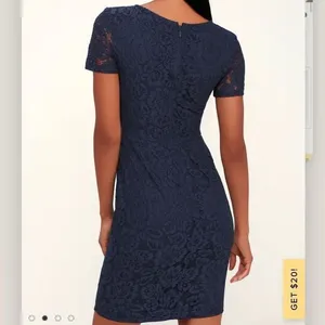 Lulus Polished to Perfection Navy‎ Blue Lace Sheath Dress MEDIUM thumbnail 4