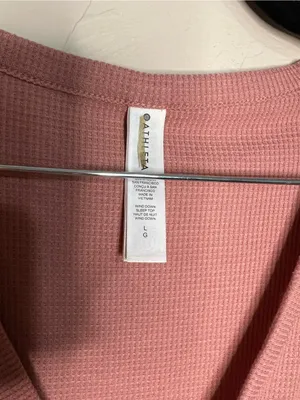Athleta Wind Down Sleep Thermal Palermo Pink‎ Waffle Knit Henley Lounge Top thumbnail 3
