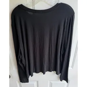 Nuuds Women's XL Vintage Cotton Long Sleeve Relaxed Everyday T-Shirt in Black thumbnail 5