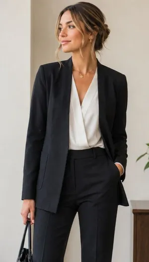 Theory Lindrayia Blazer in Black Women's Size 8 Slim Fit Open Front Patch Pocket thumbnail 1