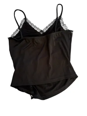 Express size small y2k usa Black Lace-Trim Cami Tank Top ruched summer 90s thumbnail 8