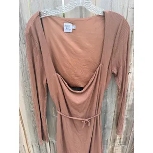 Princess Polly $65 Nolan Long Sleeve Square Neck Ribbed Mini Dress Brown Sz 18 thumbnail 3