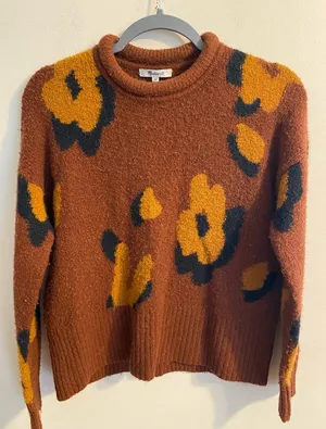Madewell Leopard Intarsia Fulton‎ Pullover Sweater Size XS thumbnail 1