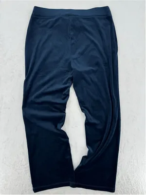 Juicy Couture Navy Blue Velour Track Pants Rhinestone Logo Straight Leg Sz Large thumbnail 4