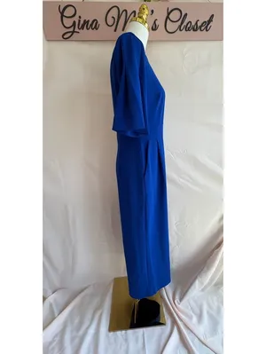 Calvin Klein Women's Size 8 Royal Blue Jumpsuit with Elbow-Length Sleeves thumbnail 4