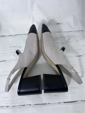 J. Crew Mary Jane Slingback Heels Cap Toe Block Heel Tweed Black Tan Sz 11 thumbnail 8