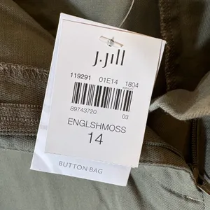 J. Jill Button Side Shorts English Moss Green Cotton Linen‎ Stretch Size 14 NWT thumbnail 5