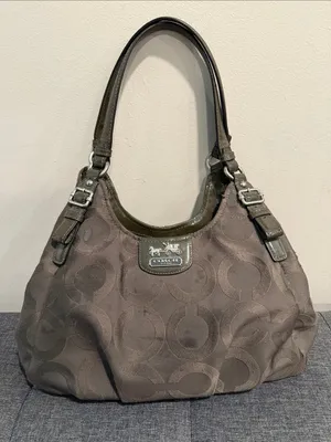 Coach Signature Shoulder Bag in Brown and Dark Olive Trim thumbnail 1