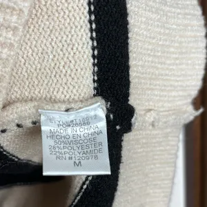 Entro Cream and Black Striped V-Neck Sweater thumbnail 5