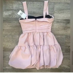 Zara Blush Pink Mini Dress NWT‎ Size XS Bubble Hem Back Zip Preppy Homecoming thumbnail 11