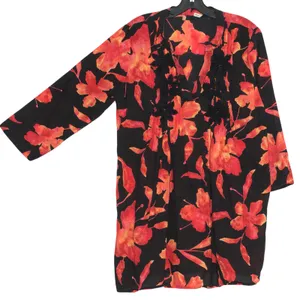 Soft Surroundings Tunic Top Dark Floral Cottage Boho Statement Black Red Medium thumbnail 1