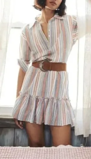 Veronica Beard Jeans Ardith 100%‎ Cotton Striped Mini Shirt Dress thumbnail 1