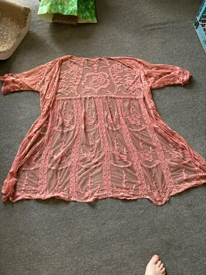 Dusty Rose Lace Cardigan thumbnail 2