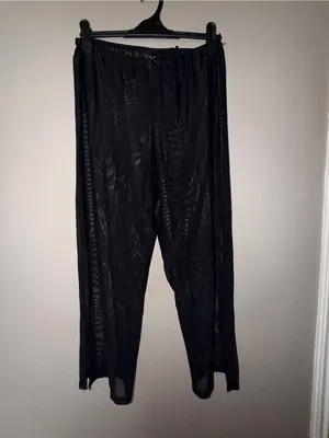 La Blanca Black Sheer Swim Coverup Pants with Drawstring Waist thumbnail 2