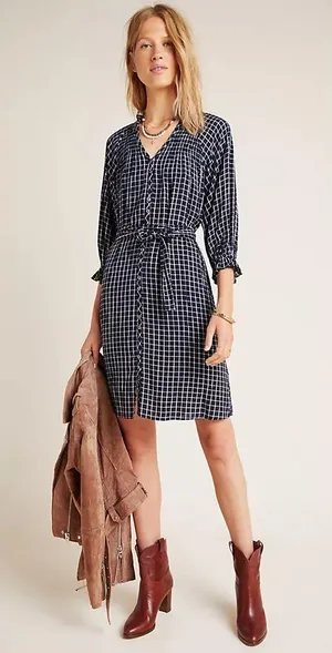 Maeve Anthropologie Sara Smocked Shirtdress size XSMALL thumbnail 1
