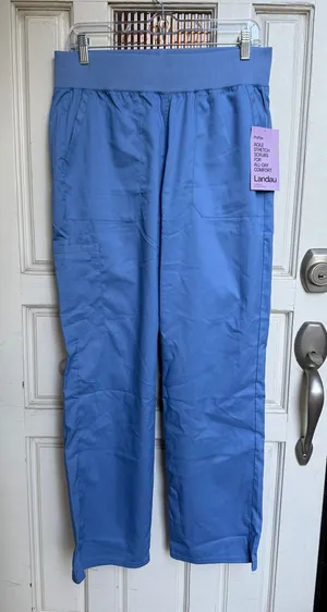 Landau ProFlex Agile Stretch Women's Scrub Pants Cargo‎ Pockets Blue Size Medium thumbnail 1
