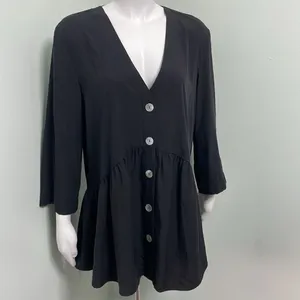 ZARA Voluminous Black Button Front Shirt Size Medium thumbnail 4