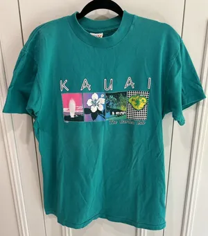 VTG 80s 90s Kauai Hawaii T Shirt Size Large USA Single Stitch 100% Cotton Puffy‎ thumbnail 1