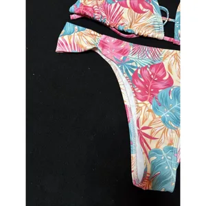 Womens Coral Floral 2 PC Bikini SZ L Top & Bottom Swimsuit thumbnail 4