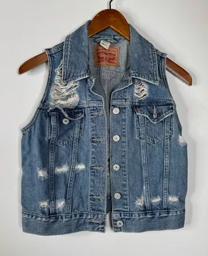 Levi's Distressed‎ Denim Vest Size Xsmall thumbnail 1