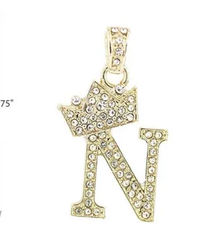 Gold Plated “N” Initial With Crown Pendant thumbnail 2