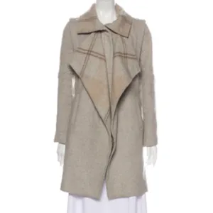 Intermix Taupe Wool Draped Waterfall Coat Size Small thumbnail 2
