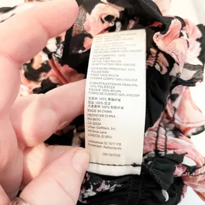 Free People Daphne Floral Long Sleeve Blouse Pink Black Medium thumbnail 5