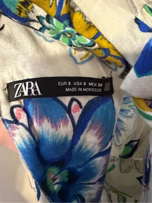 Zara Cotton Floral Midi‎ Dress Tie Back Cut out Front Midi Dress Size Small thumbnail 6