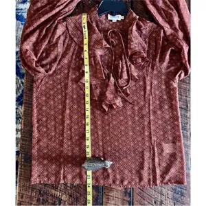 Molly Bracken western long sleeve sheer tie neck high neck ruffle blouse small thumbnail 12