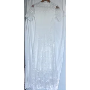 White Embroidered Floral Maxi Dress Flutter Sleeve Bridal Wedding Guest Fairy thumbnail 5