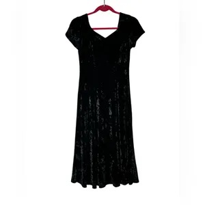 St. Michaels Black Velvet Midi Dress WhimsiGoth 90s Grunge Witchy Goth Size 8 thumbnail 11