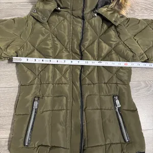 Weatherproof Olive‎ Green Quilted Puffer Jacket Faux Fur Trim Hood Women's Sz L thumbnail 14