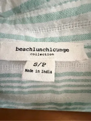 beachlunchlounge Light Green and White Striped Button-Down Shirt thumbnail 4