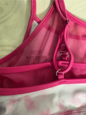 Good American Pink Tie-Dye Double-Strap Sports Bralette thumbnail 15