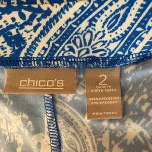 Chico's Asymmetric Handkerchief Hem Midi Skirt Blue Paisley Stretch Size 2 Large thumbnail 5