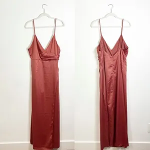 Lulu’s Outstanding Elegance Deep Rose Satin Surplice Maxi Dress Pink XL thumbnail 6