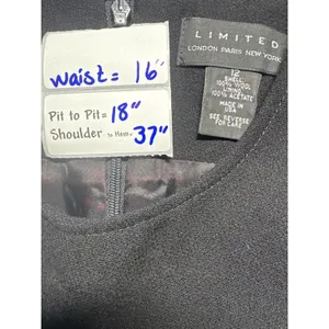 The Limited Vintage Black Wool Dress Sheath Career Office Size 12 Made in‎ USA thumbnail 7