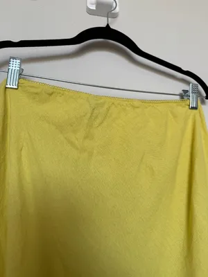 Yellow Linen Maxi Skirt High Slit thumbnail 4