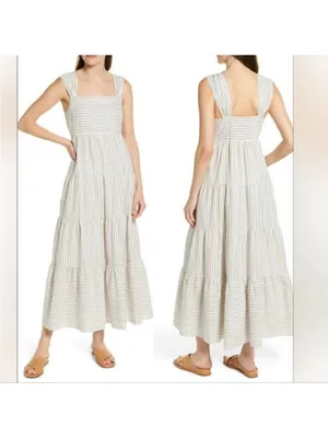 Madewell Cotton Hemp Stripe Tiered Maxi Dress thumbnail 2