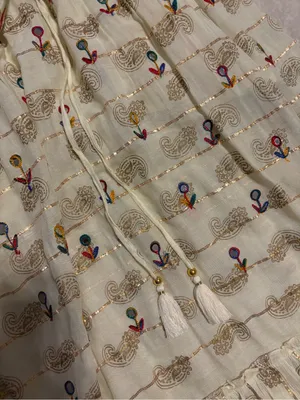 ValDior Cream Maxi Dress with Multicolor Embroidery thumbnail 3