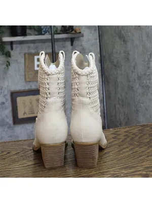 NWT DV Dolce Vita Leather Pull-On Pointed Toe Western Booties Ivory Off White 8M thumbnail 9