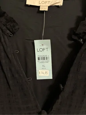LOFT Black Ruffled-Neck Dress NWT PXL thumbnail 3