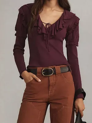 Anthropologie NWT‎ long Sleeve Ruffle Romantic Sweater thumbnail 1