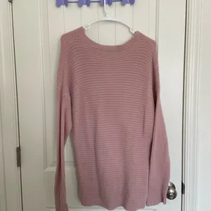 EUC Express women’s blush pink‎ ribbed knit wrap crossover sweater top medium thumbnail 6