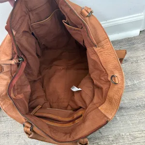 Free People Leslie 100% Cow Leather Tote Brown Boho Slouchy Large READ Womens thumbnail 6